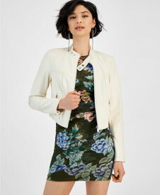 【送料無料】 ゲス レディース ジャケット・ブルゾン アウター Women's Anita Faux-Leather Zip-Cuff Jacket Dove White Multi
