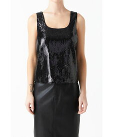 【送料無料】 グレー ラブ レディース シャツ トップス Women's Sequin Sleeveless Top Black