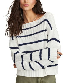【送料無料】 ラッキーブランド レディース ニット・セーター アウター Women's Cotton Striped Boat-Neck Sweater Tofu Cadet Navy Stripe