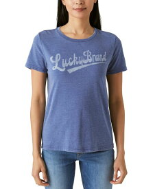 【送料無料】 ラッキーブランド レディース シャツ トップス Women's Ivy Arch Logo Crewneck T-Shirt True Navy