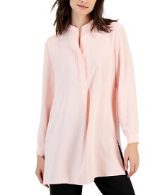 【送料無料】 アンクライン レディース シャツ トップス Women's Split-Neck Long-Sleeve Nehru Tunic Cherry Blossom