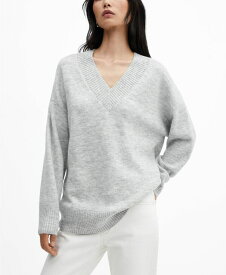 【送料無料】 マンゴ レディース ニット・セーター アウター Women's V-Neck Sweater Light Heather Gray