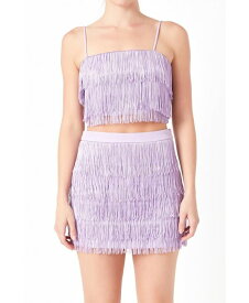 【送料無料】 エンドレスローズ レディース シャツ トップス Women's Fringed Tiered Top Lilac