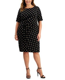 【送料無料】 コネクテッド レディース ワンピース トップス Plus Size Dot-Print Side-Tab Sheath Dress Cam