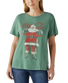 【送料無料】 ラッキーブランド レディース シャツ トップス Women's Cotton Santa Claus Coca-Cola Tee Hunter Green