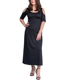 【送料無料】 24セブンコンフォート レディース ワンピース トップス Women's Cut Out Shoulder A-Line Floor Length Dress Black