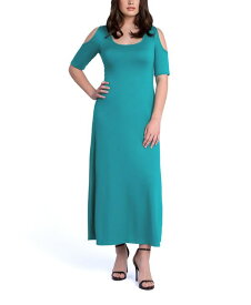 【送料無料】 24セブンコンフォート レディース ワンピース トップス Women's Cut Out Shoulder A-Line Floor Length Dress Green