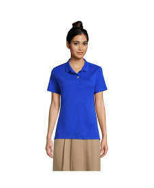 【送料無料】 ランズエンド レディース シャツ トップス Women's School Uniform Short Sleeve Feminine Fit Interlock Polo Shirt Cobalt