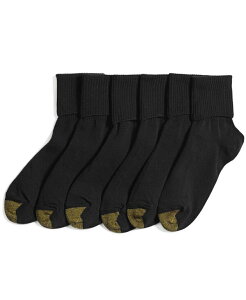 �S�[���h�g�D ���f�B�[�X �A���_�[�E�F�A �C�� Gold Toe Women's 6-Pack Casual Turn Cuff Socks Black �u���b�N