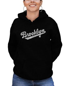 【送料無料】 エルエーポップアート レディース シャツ トップス Women's Hooded Word Art Brooklyn Neighborhoods Sweatshirt Top Black