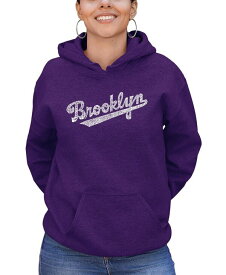 【送料無料】 エルエーポップアート レディース シャツ トップス Women's Hooded Word Art Brooklyn Neighborhoods Sweatshirt Top Purple