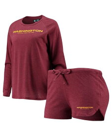 【送料無料】 コンセプツ スポーツ レディース ナイトウェア アンダーウェア Women's Burgundy Washington Football Team Meter Knit Long Sleeve Raglan Top and Shorts Sleep Set Burgundy