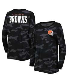 【送料無料】 ニューエラ レディース Tシャツ トップス Women's Black Cleveland Browns Camo Long Sleeve T-shirt Black