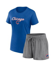 【送料無料】 ファナティクス レディース ナイトウェア アンダーウェア Women's Royal Gray Chicago Cubs Script T-shirt and Shorts Combo Set Royal Gray