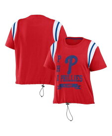 【送料無料】 ウェア バイ エリン アンドルーズ レディース Tシャツ トップス Women's Red Philadelphia Phillies Cinched Colorblock T-shirt Red
