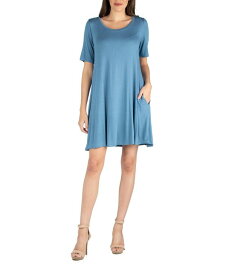 【送料無料】 24セブンコンフォート レディース ワンピース トップス Women's Soft Flare T-shirt Dress with Pocket Detail Blue