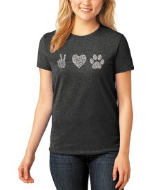 【送料無料】 エルエーポップアート レディース シャツ トップス Women's Premium Blend Peace Love Dogs Word Art T-shirt Black