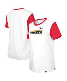 【送料無料】 ニューエラ レディース Tシャツ トップス Women's White Red Kansas City Chiefs Third Down Colorblock T-shirt White Red