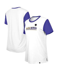 【送料無料】 ニューエラ レディース Tシャツ トップス Women's White Purple Baltimore Ravens Third Down Colorblock T-shirt White Purple