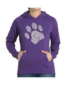 【送料無料】 エルエーポップアート レディース シャツ トップス Women's Word Art Hooded Sweatshirt -Dog Paw Purple