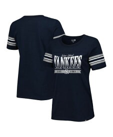 【送料無料】 ニューエラ レディース Tシャツ トップス Women's Navy New York Yankees Team Stripe T-shirt Navy