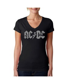 【送料無料】 エルエーポップアート レディース シャツ トップス Women's AC/DC Word Art V-Neck T-Shirt Black