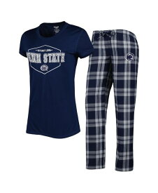 【送料無料】 コンセプツ スポーツ レディース ナイトウェア アンダーウェア Women's Navy Gray Penn State Nittany Lions Badge T-shirt and Flannel Pants Sleep Set Navy Gray