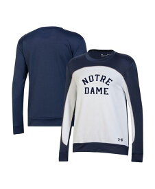 【送料無料】 アンダーアーマー レディース パーカー・スウェット アウター Women's Navy White Notre Dame Fighting Irish Colorblock Pullover Sweatshirt Navy White