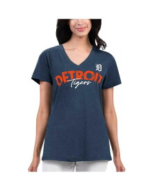 【送料無料】 ジースリー フォーハー バイ カール バンクス レディース Tシャツ トップス Women's Navy Distressed Detroit Tigers Key Move V-Neck T-shirt Navy
