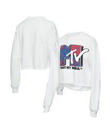 【送料無料】 ジャンクフード レディース パーカー・スウェット アウター Women's White NBA x MTV I Want My Cropped Fleece Pullover Sweatshirt White