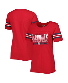 【送料無料】 ニューエラ レディース Tシャツ トップス Women's Red St. Louis Cardinals Team Stripe T-shirt Red
