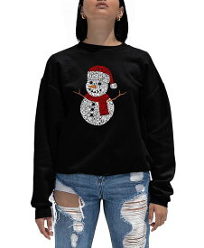 【送料無料】 エルエーポップアート レディース シャツ トップス Women's Christmas Snowman Word Art Crewneck Sweatshirt Black