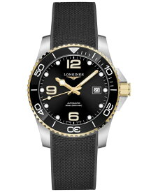 【送料無料】 ロンジン メンズ 腕時計 アクセサリー Men's Swiss Automatic HydroConquest Black Rubber Strap Watch 41mm Black