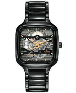 h Y ANZT[ rv Rado Unisex Swiss Automatic True Square Skeleton Black High-Tech Ceramic Bracelet Watch 38mm Black ubN