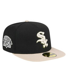 【送料無料】 ニューエラ メンズ 帽子 アクセサリー Men's Black Chicago White Sox Canvas A-Frame 59FIFTY Fitted Hat Black