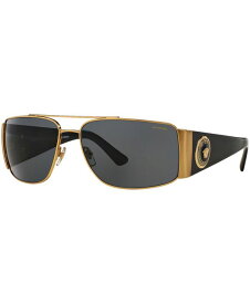 【送料無料】 ヴェルサーチ メンズ サングラス・アイウェア アクセサリー Polarized Sunglasses VE2163 GOLD BLACK/GREY POLARIZED