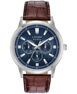 V`Y Y ANZT[ rv U[ Citizen Eco-Drive Men's Corso Brown Leather Strap Watch 44mm