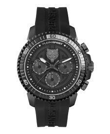 【送料無料】 プレイン スポーツ メンズ 腕時計 アクセサリー Men's Chronograph Date Quartz Powerlift Black Silicone Strap Watch 45mm Ion Plated Gunmetal
