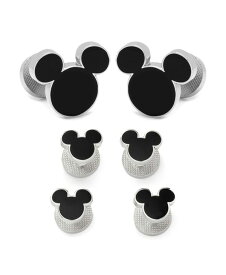 【送料無料】 ディズニー メンズ カフスボタン アクセサリー Men's Mickey Mouse Silhouette Cufflinks and Stud Set 6 Piece Set Black