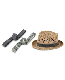 【送料無料】 リーバイス メンズ 帽子 アクセサリー Men's Packable Open Weave Fedora Hat with Two Interchangeable Bands Olive