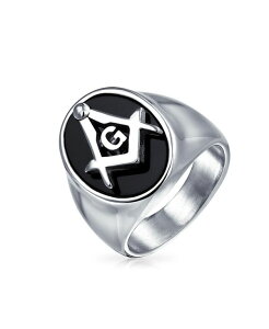 �u�����O �����Y �A�N�Z�T���[ �����O T�V���c Bling Jewelry Square Compass Black Oval Mens Signet Freemason Masonic Ring For Men Stainless Steel Silver a �V���o�[