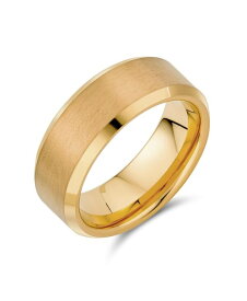 【送料無料】 ブリング メンズ リング アクセサリー Wide Polished Beveled Edge Brushed Matte Couples Silver-Tone Titanium Wedding Band Ring For Men Comfort Fit 8MM Gold-tone