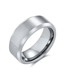 【送料無料】 ブリング メンズ リング アクセサリー Wide Polished Beveled Edge Brushed Matte Couples Silver-Tone Titanium Wedding Band Ring For Men Comfort Fit 8MM Silver