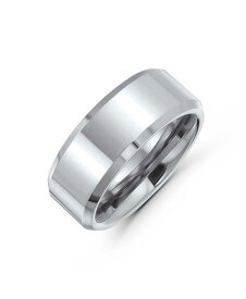 【送料無料】 ブリング メンズ リング アクセサリー Plain Simple Wide Beveled Titanium Unisex Couples Wedding Band Ring For Men Women Comfort Fit 8MM Silver