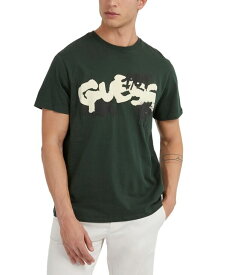 【送料無料】 ゲス メンズ Tシャツ トップス Men's Eco Raised Graffiti Logo Print T-Shirt Jungle Greens