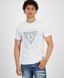 【送料無料】 ゲス メンズ Tシャツ トップス Men's Stitch Triangle Logo Short-Sleeve Crewneck T-Shirt Pure White