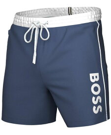 【送料無料】 ヒューゴボス メンズ ハーフパンツ・ショーツ 水着 BOSS by Hugo Boss Men's Logo 6" Swim Trunks Open Blue