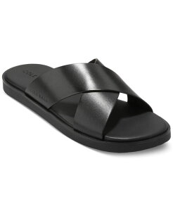 yz R[n[ Y T_ V[Y Men's Nantucket Cross Strap Slip-On Slide Sandals Black/black