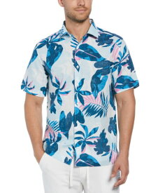 【送料無料】 キューバベラ メンズ シャツ トップス Men's Regular-Fit Linen Blend Tropical Print Short Sleeve Shirt Brilliant