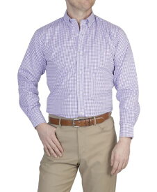 【送料無料】 テーラーバード メンズ シャツ トップス Mini Gingham Cotton Stretch Long Sleeve Shirt Lilac